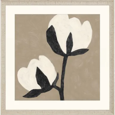 Flower Duet White Framed Artwork