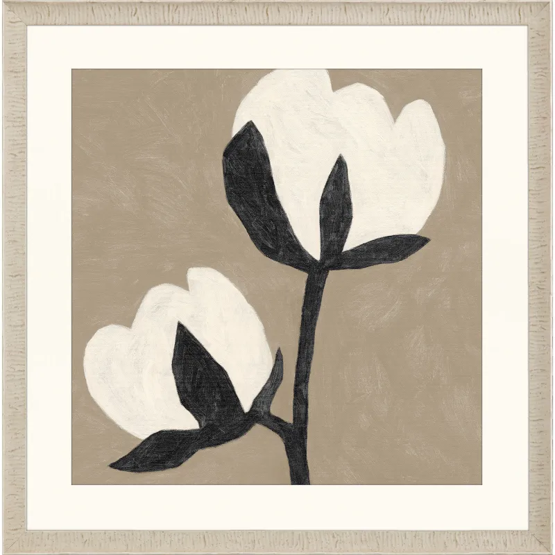 Flower Duet White Framed Artwork