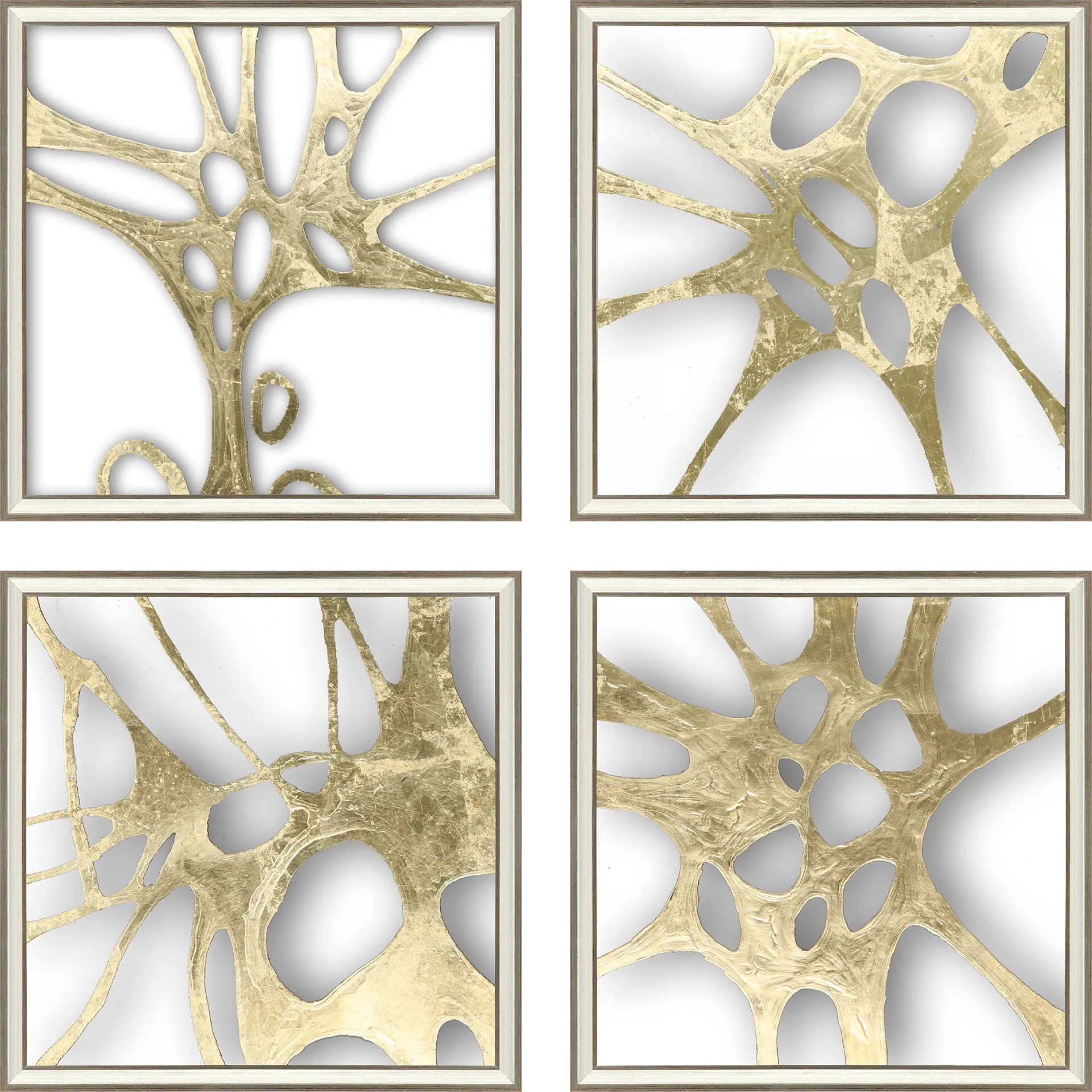 Golden Splash I Framed Artwork, Set of 4 - Image 1