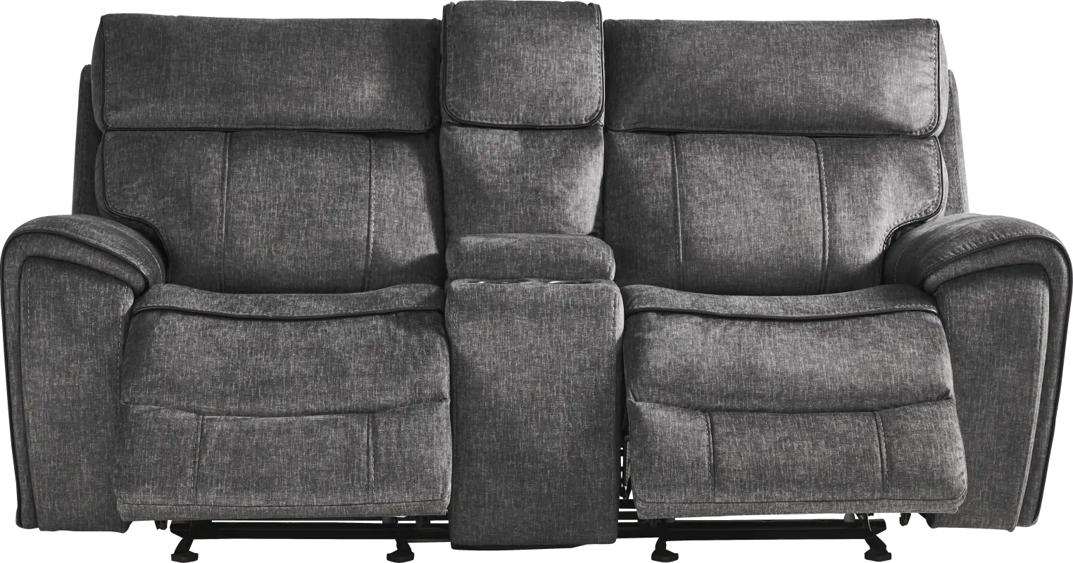 Bradshaw Place Dark Gray Reclining Glider Console Loveseat