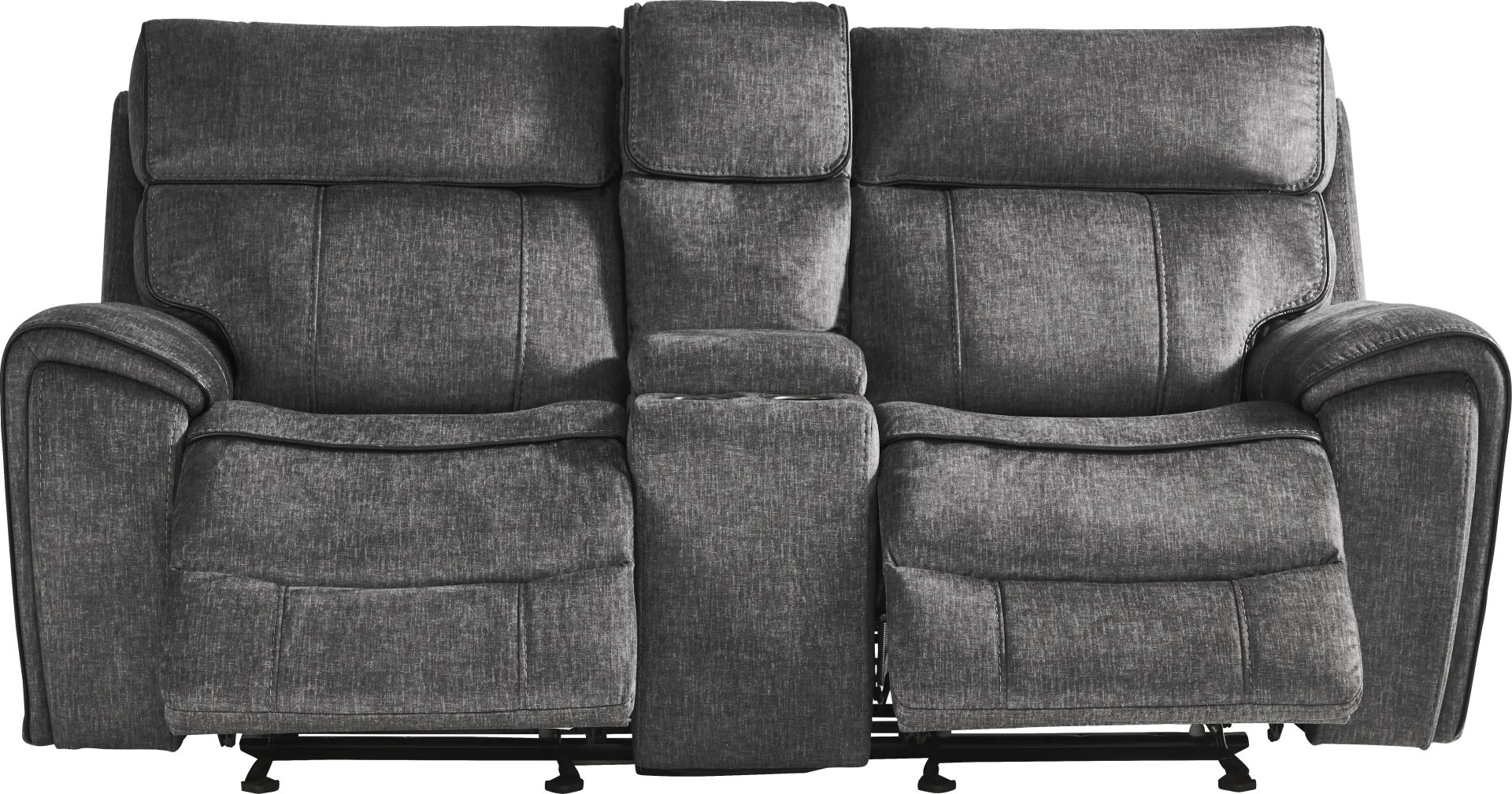 Bradshaw Place Dark Gray Reclining Glider Console Loveseat - Image 1