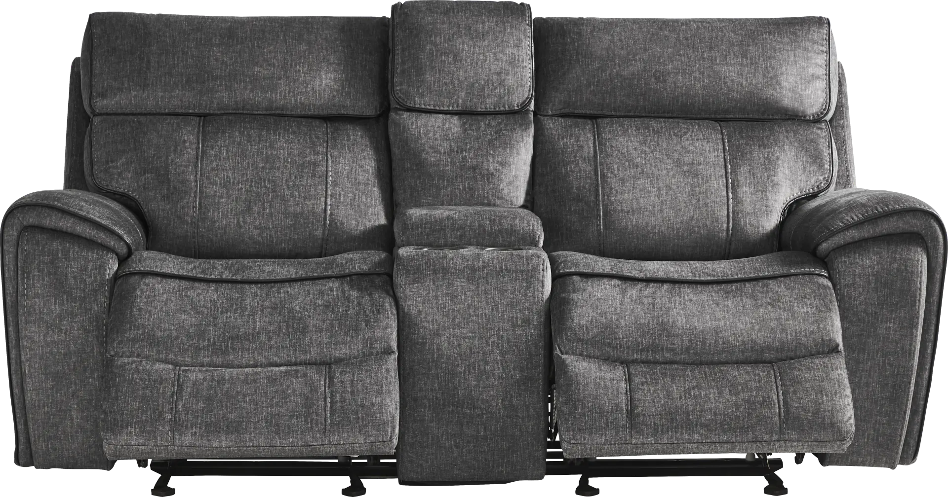 Bradshaw Place Dark Gray Reclining Glider Console Loveseat