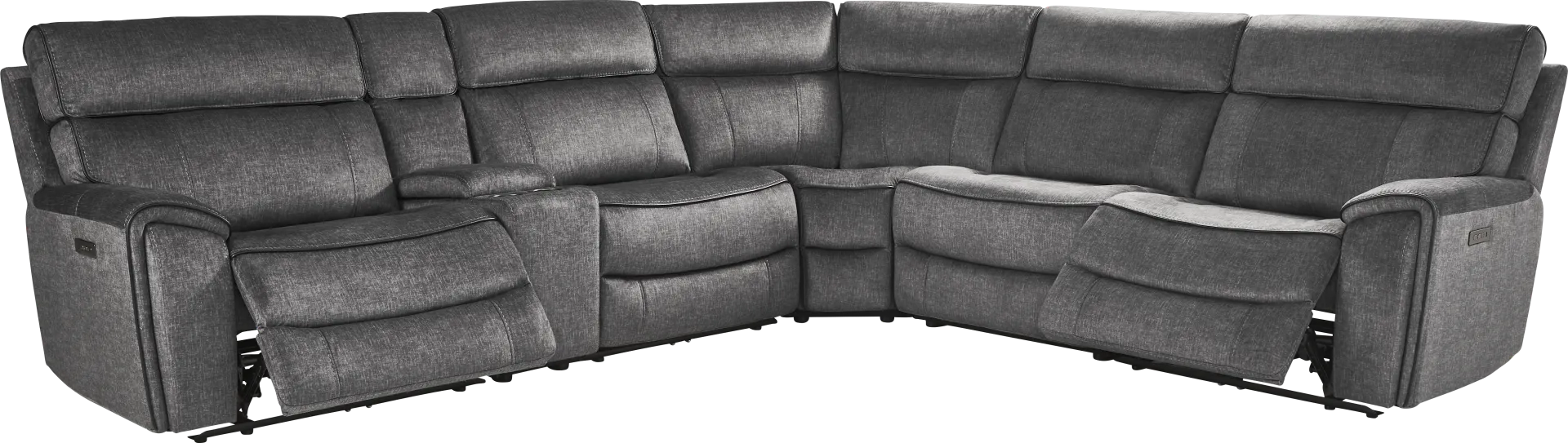 Bradshaw Place Dark Gray 6 pc Dual Power Reclining Sectional - Image 1