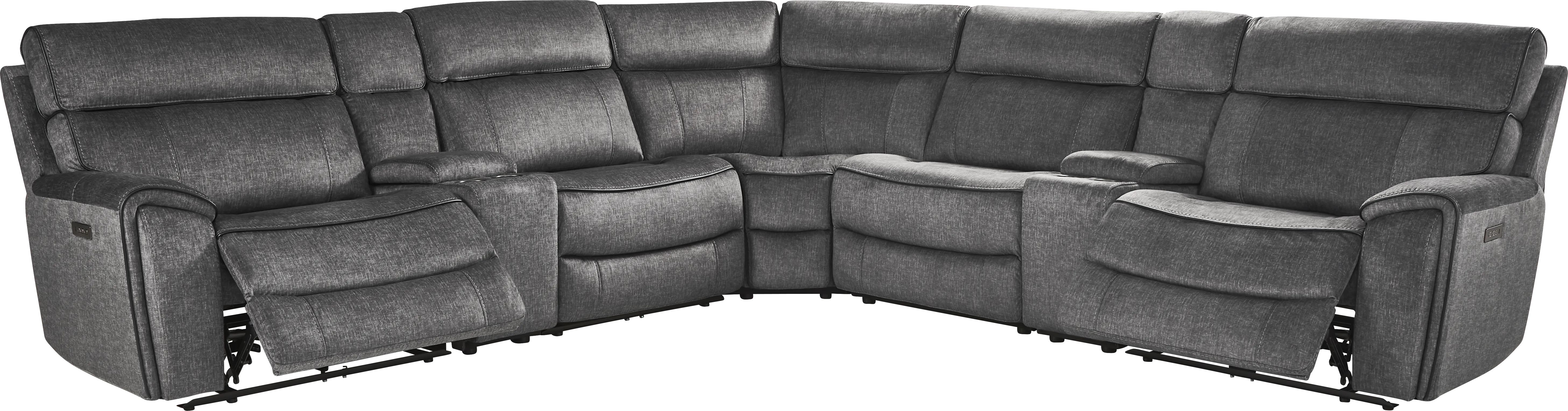 Bradshaw Place Dark Gray 7 Pc Dual Power Reclining Sectional - Thumbnail - Image 1