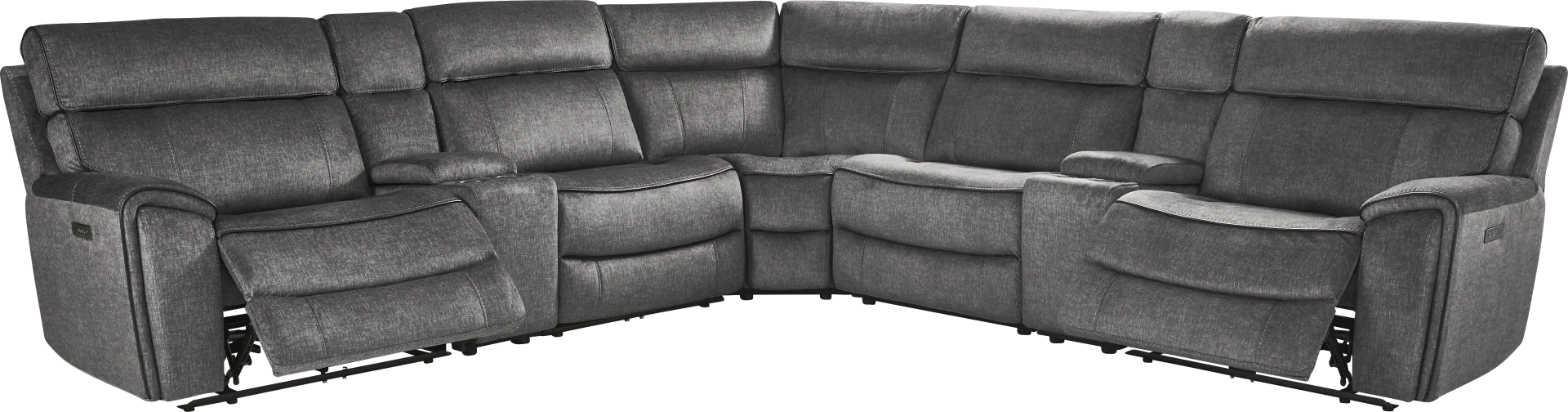 Bradshaw Place Dark Gray 7 Pc Dual Power Reclining Sectional - Image 2