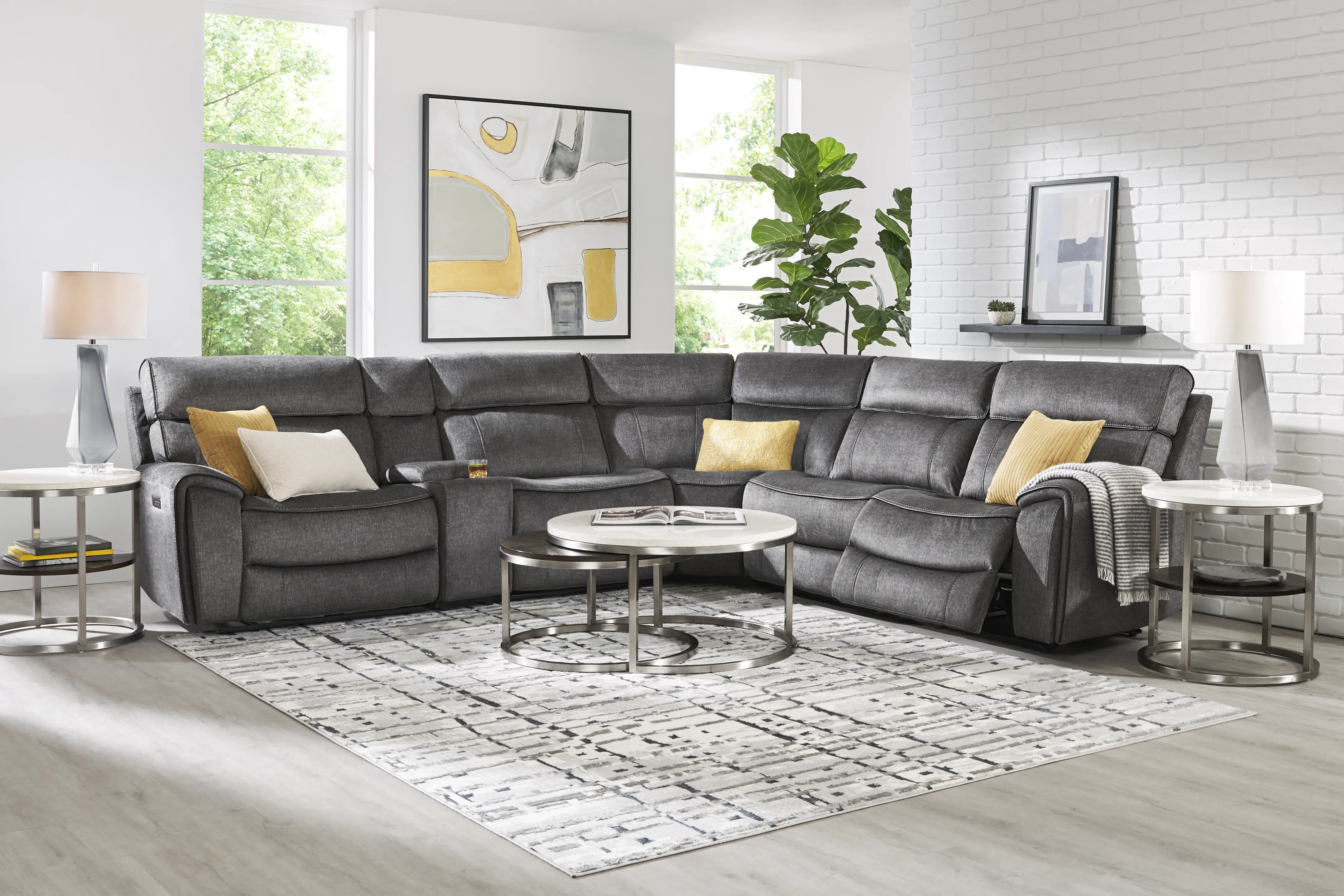 Bradshaw Place Dark Gray 6 pc Dual Power Reclining Sectional