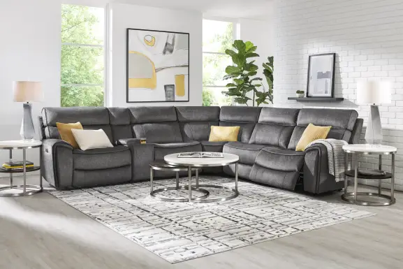 Bradshaw Place Dark Gray 6 pc Dual Power Reclining Sectional