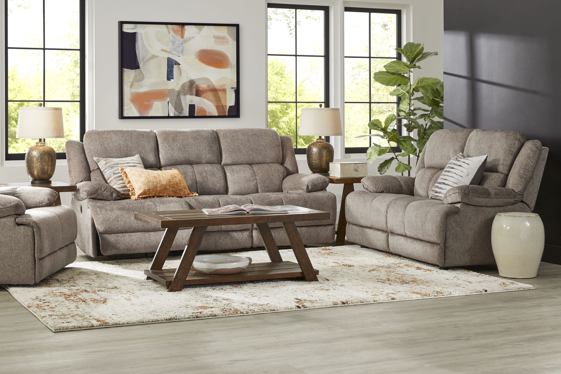 Townsend Brown 5 Pc Living Room with Reclining Sofa - Image 1