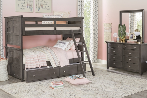 Kids Santa Cruz Gray Twin/Twin Bunk Bed