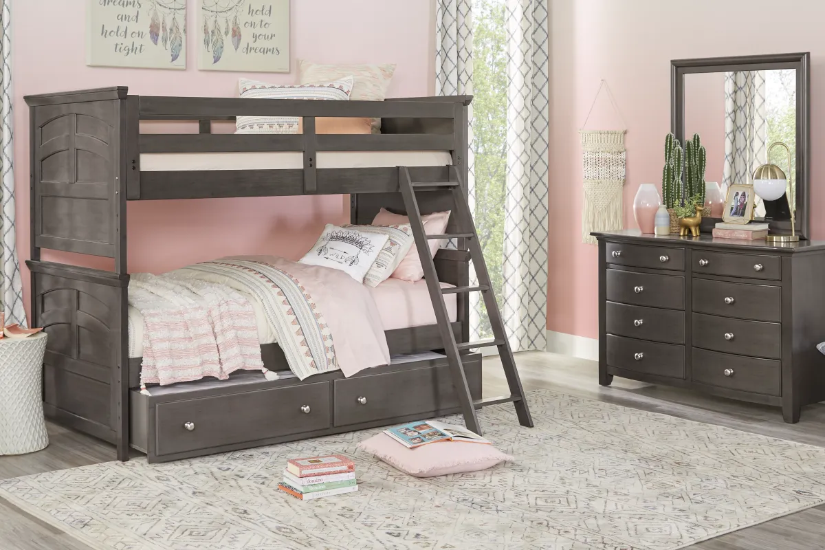 Kids Santa Cruz Gray Twin/Twin Bunk Bed