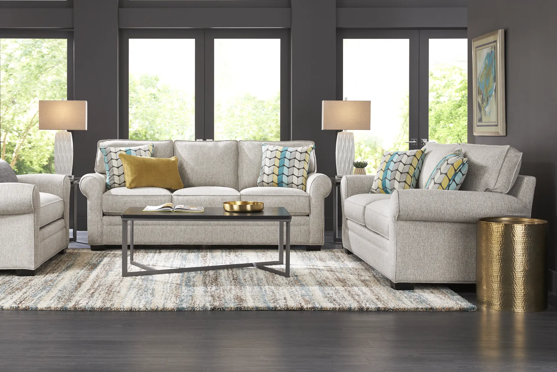 Bellingham Mushroom Textured Chenille Sofa - Image 1