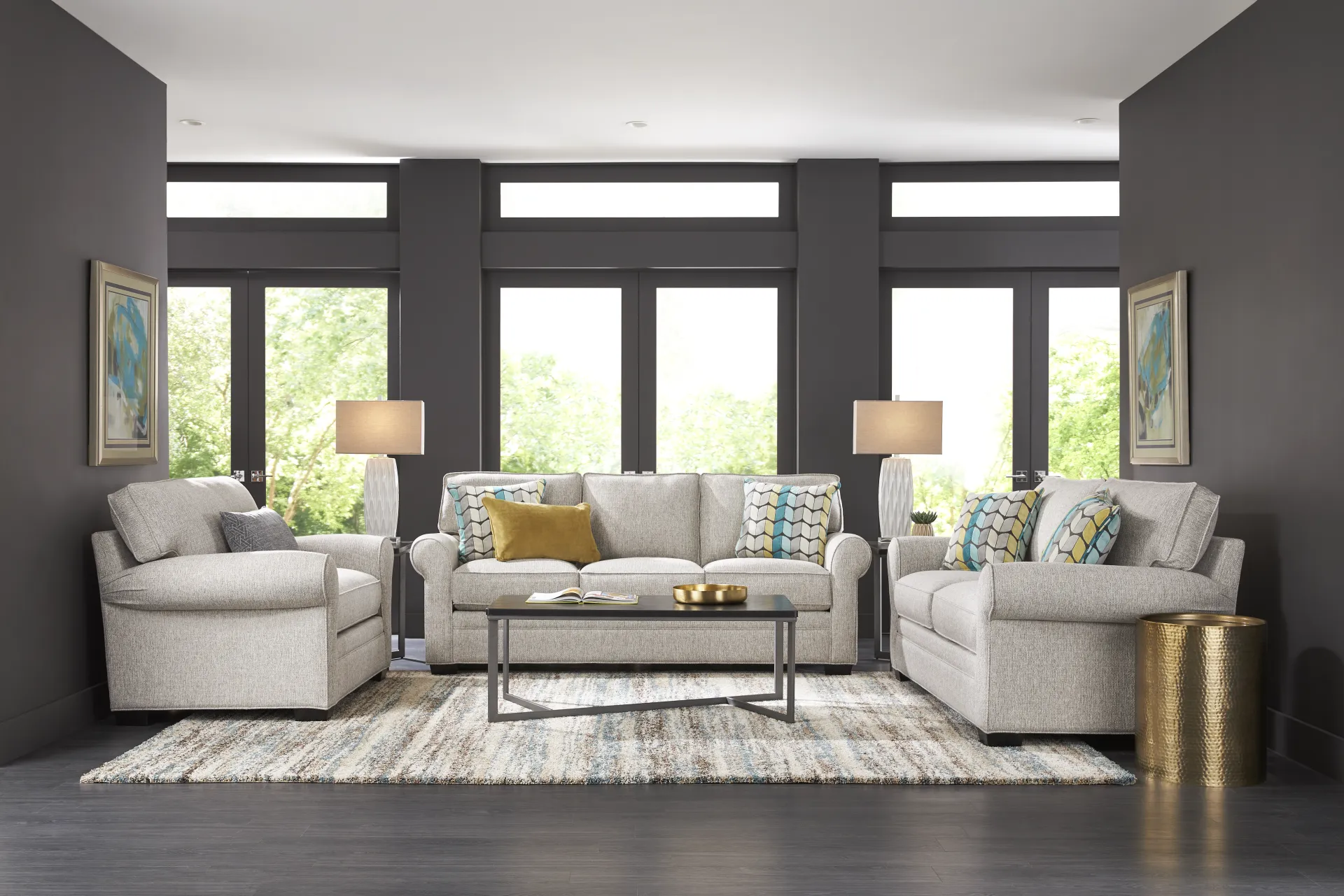 Bellingham Mushroom Textured Chenille 7 Pc Living Room - Image 1