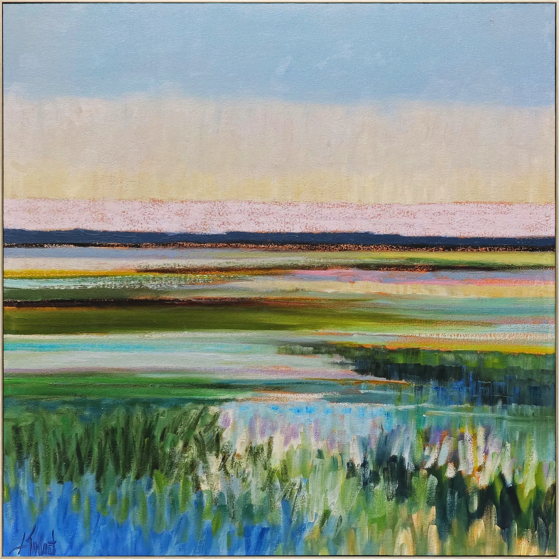 Tidal Waves Blue Framed Artwork - Image 1