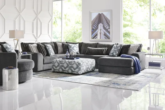 Moreau Street Black 6 Pc Sectional Living Room