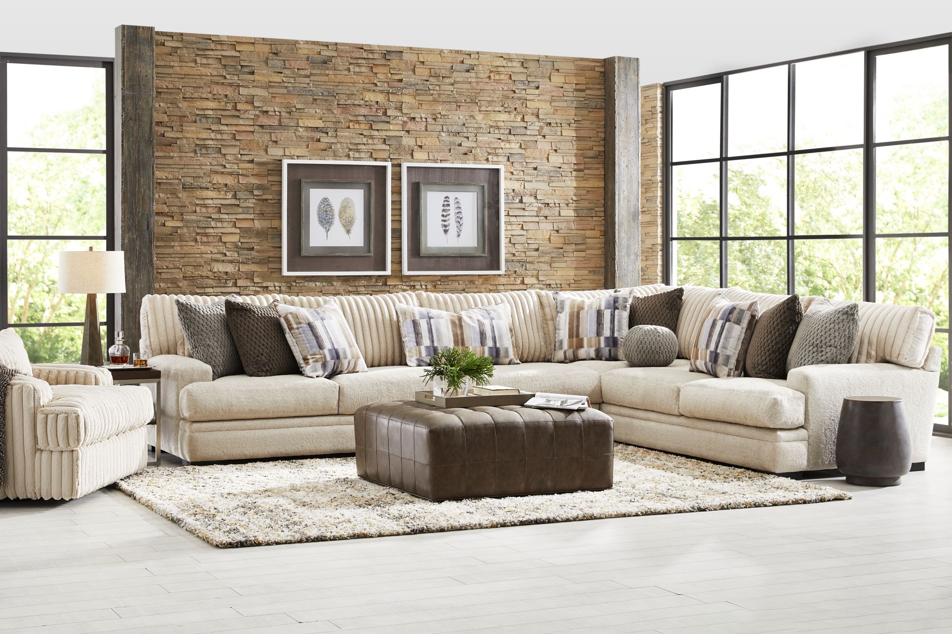 Hudson Street Beige 4 Pc Sectional - Image 2