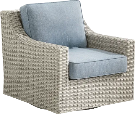 Patmos Gray Outdoor Swivel Rocker Chair with Steel Cushions