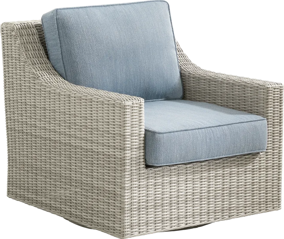 Patmos Gray Outdoor Swivel Rocker Chair with Steel Cushions