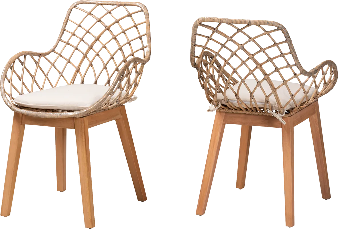 Ethacal Natural Arm Chair, Set of 2