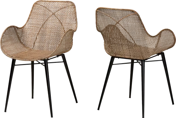 Messinia Brown Arm Chair, Set of 2