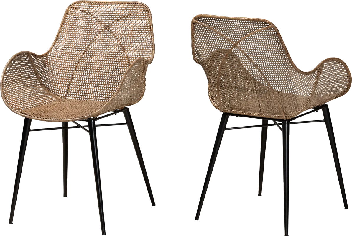 Messinia Brown Arm Chair, Set of 2
