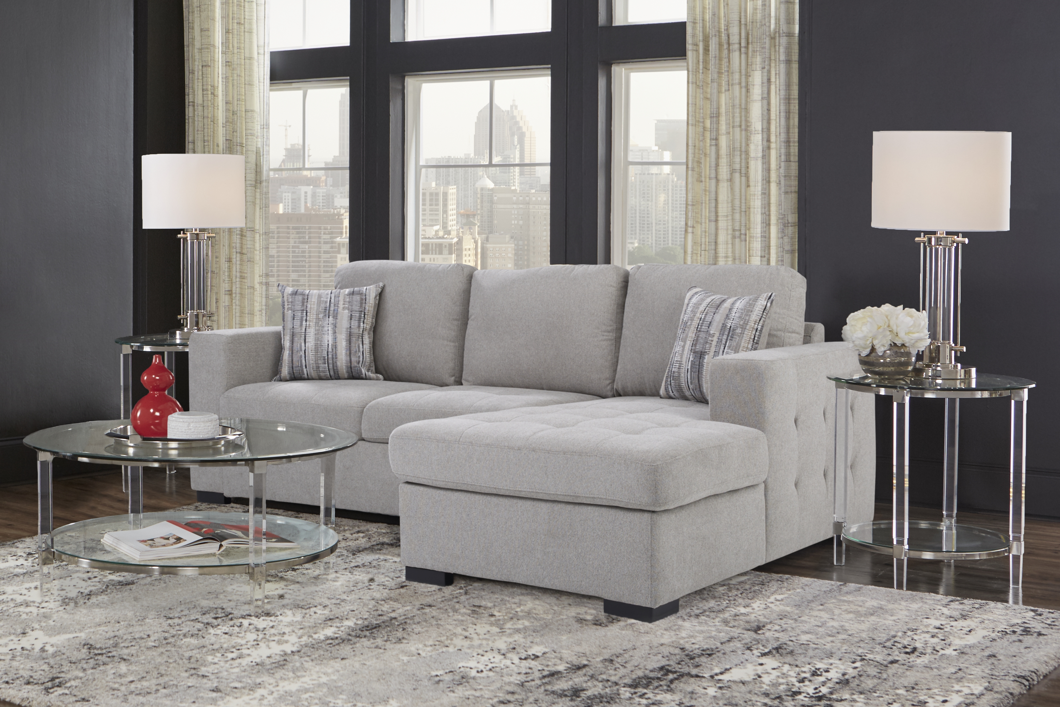 Angelino Heights Gray 2 Pc Sleeper Sectional - Thumbnail - Image 2