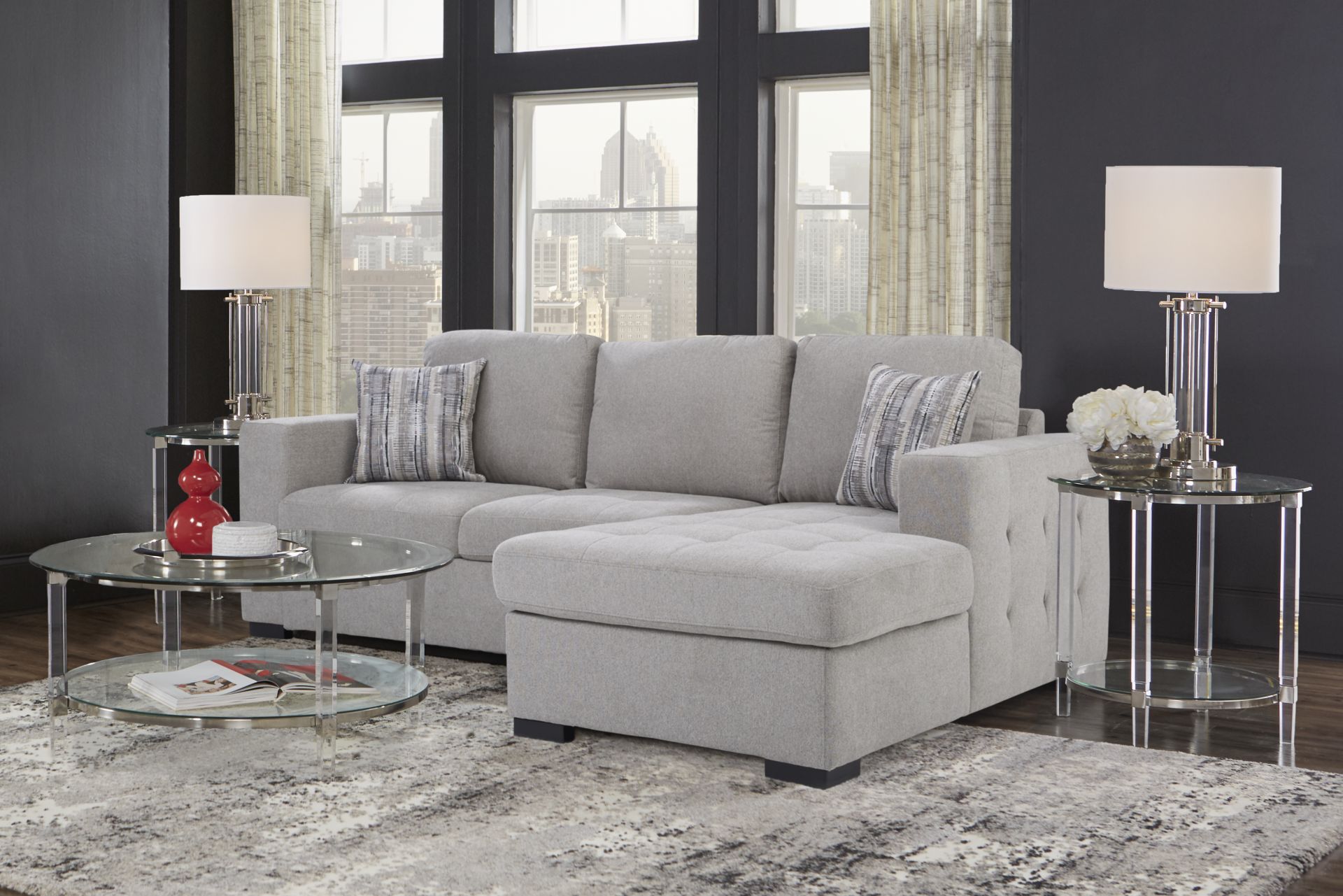 Angelino Heights Gray 2 Pc Sleeper Sectional - Image 2