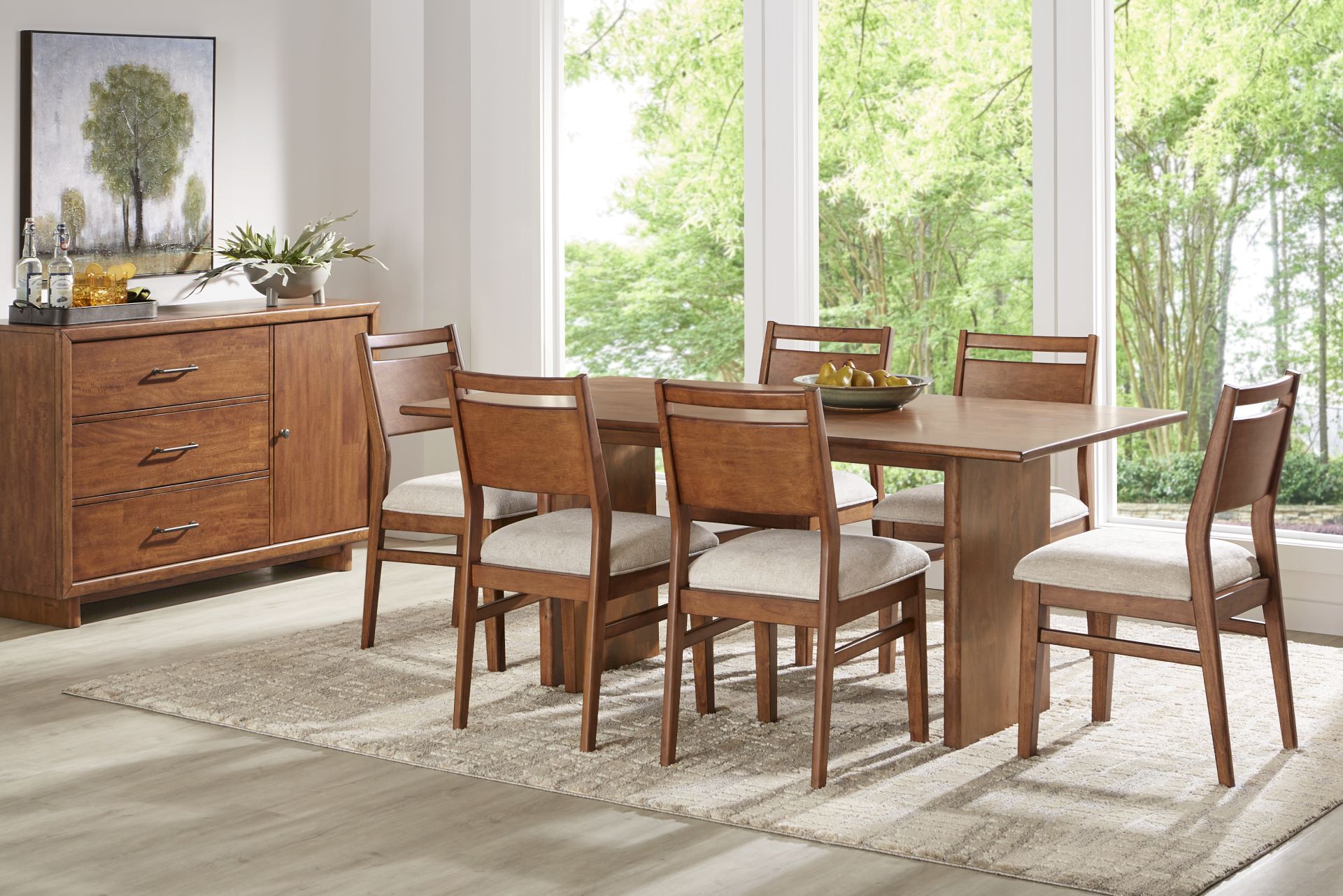Surrey Ellis Brown 5 Pc Dining Room with Panel Back Chairs - Image 1
