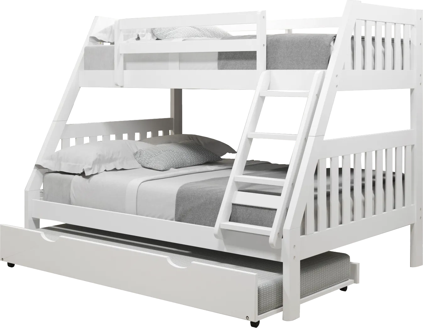 Kids Matej II White Twin/Full Bunk Bed with Trundle - Thumbnail - Image 1