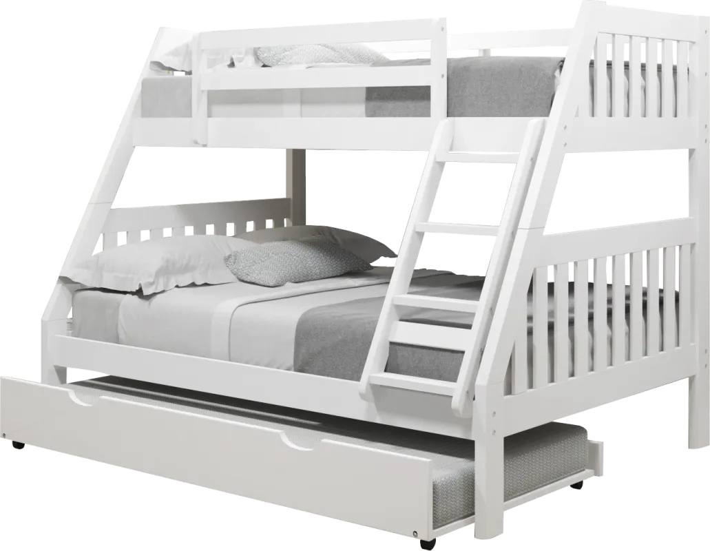 Kids Matej II White Twin/Full Bunk Bed with Trundle
