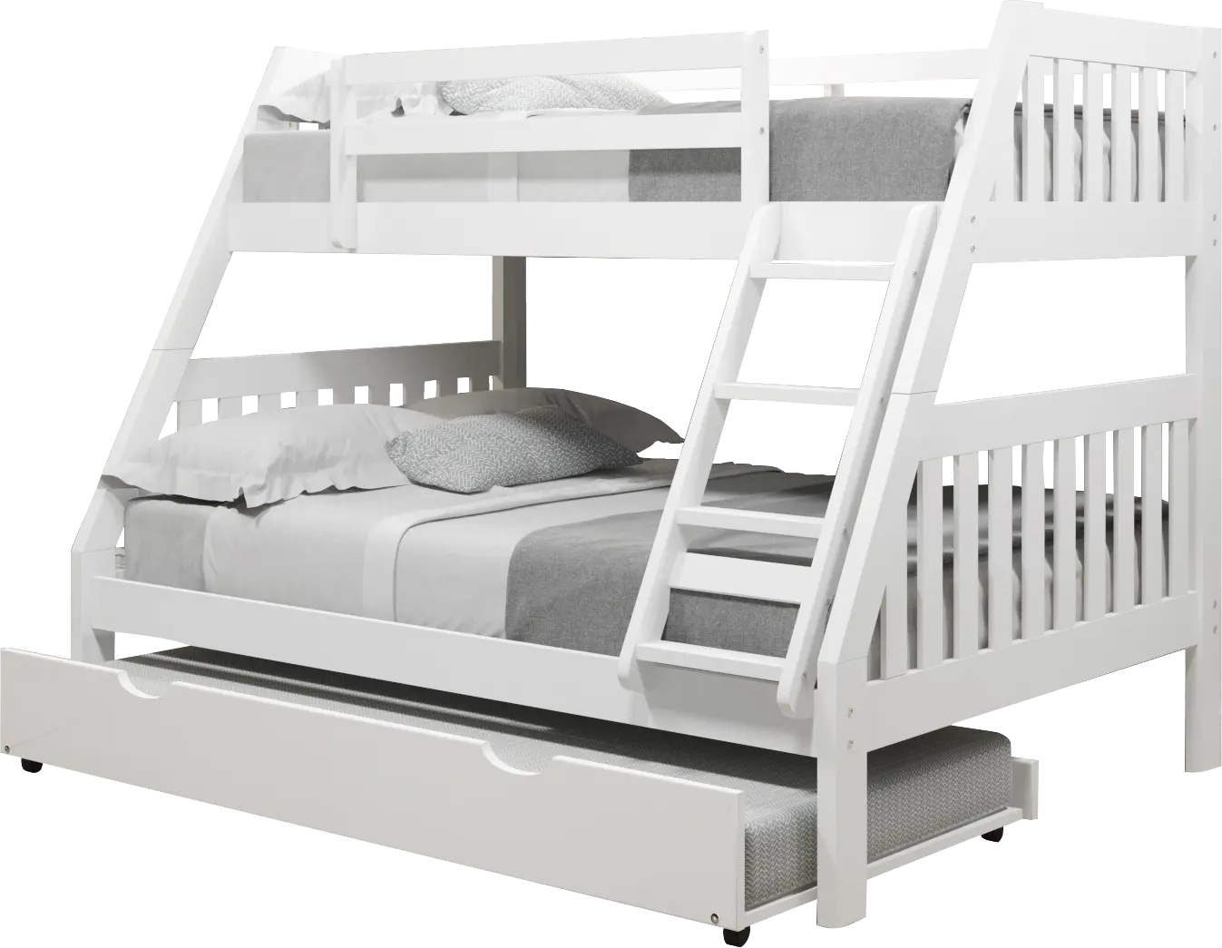 Kids Matej II White Twin/Full Bunk Bed with Trundle