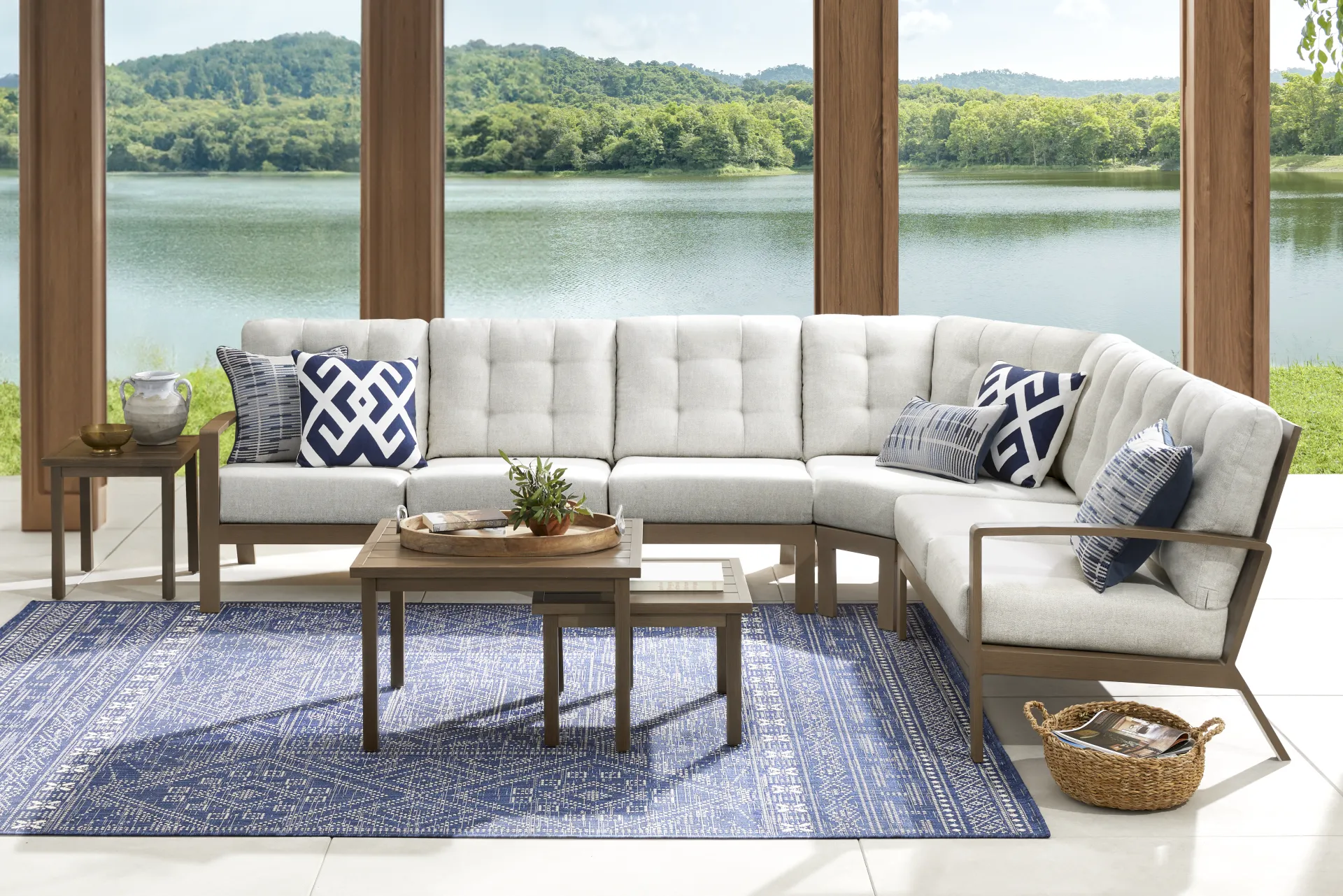 Torio Brown 4 Pc Outdoor Sectional with Silk-Colored Cushions - Image 1