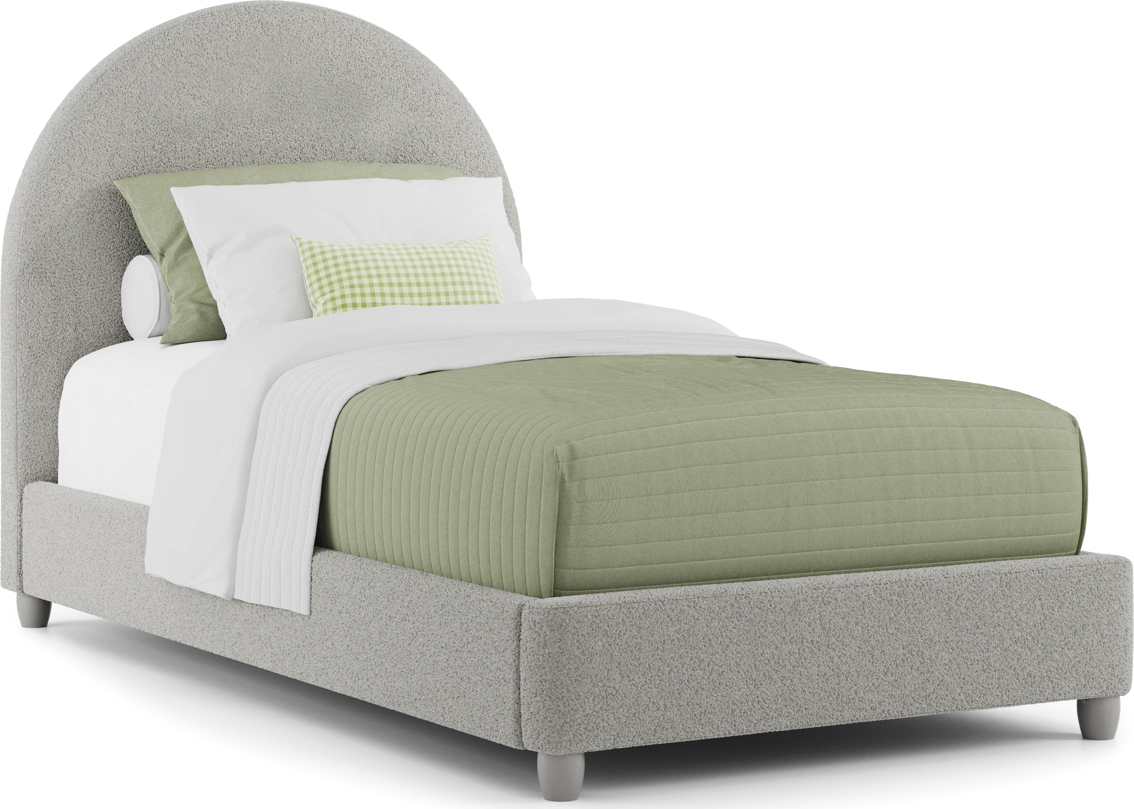 Kids Moonstone Gray Twin Upholstered Bed - Thumbnail - Image 1