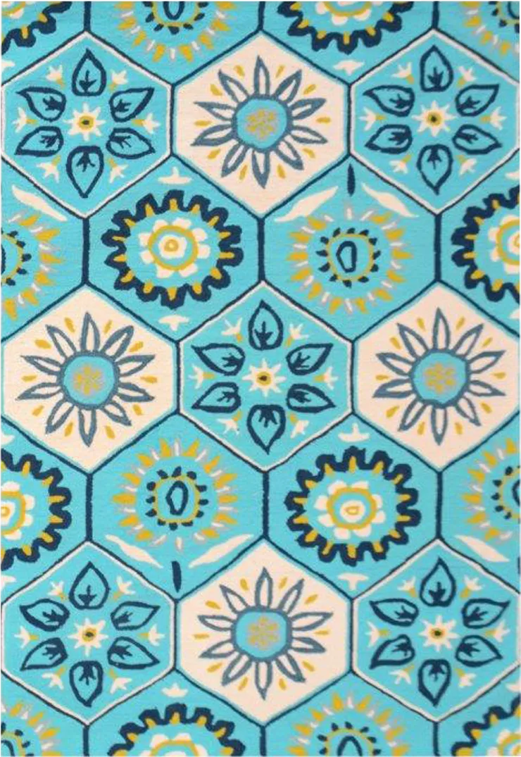 Doree Blue 5' x 8' Indoor/Outdoor Rug - Image 1
