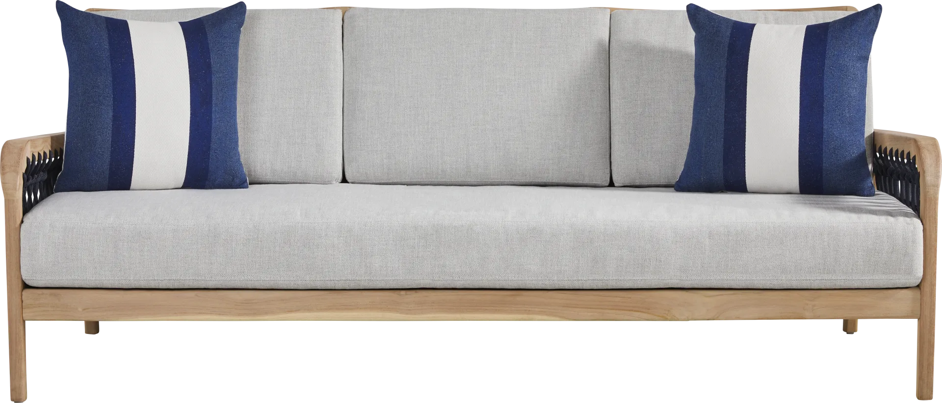 Riva Blonde Outdoor Sofa with Dove Cushions - Image 1