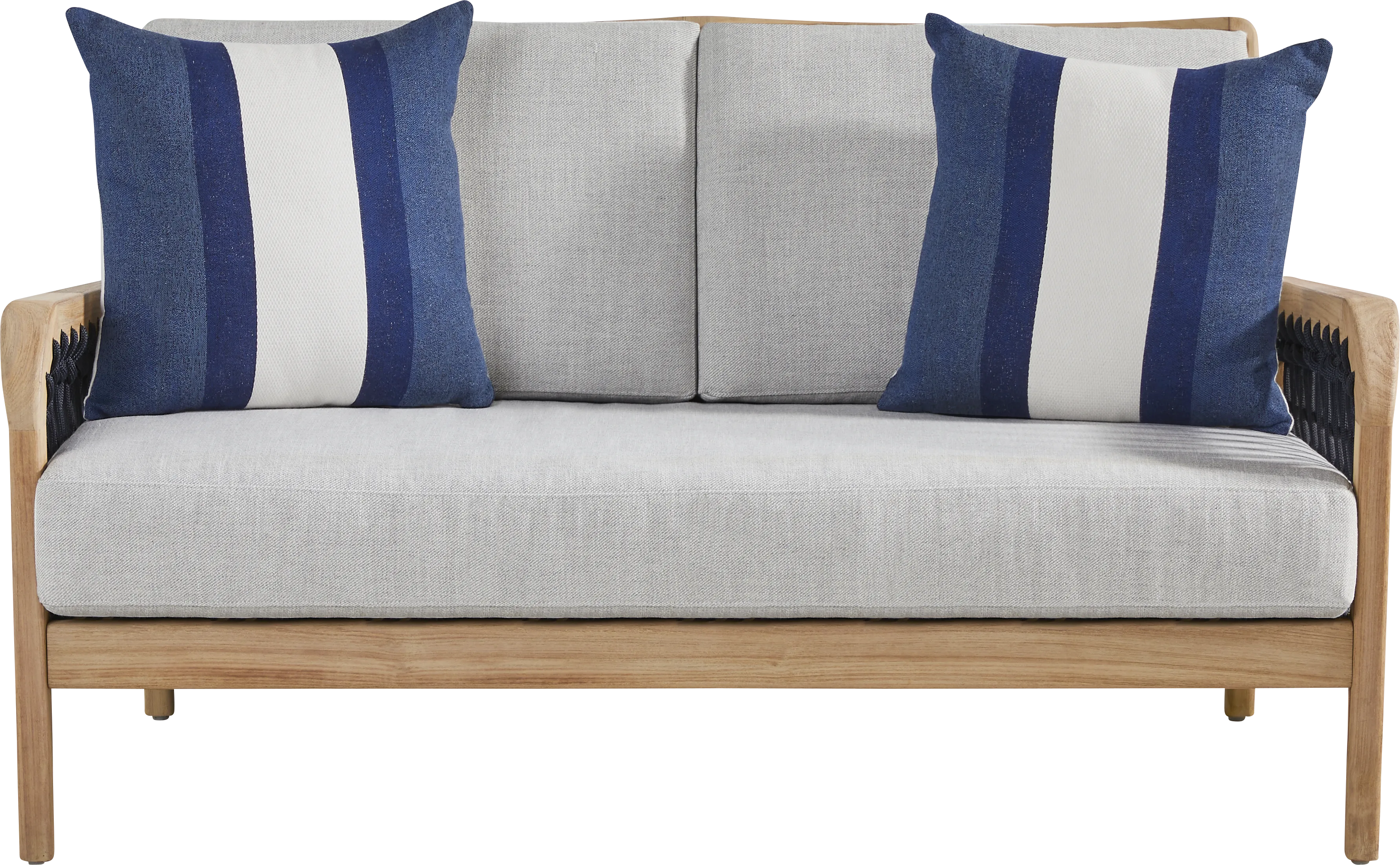 Riva Blonde Outdoor Loveseat with Dove Cushions - Thumbnail - Image 1