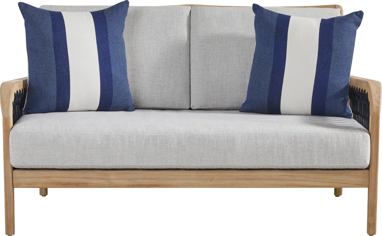 Riva Blonde Outdoor Loveseat with Dove Cushions