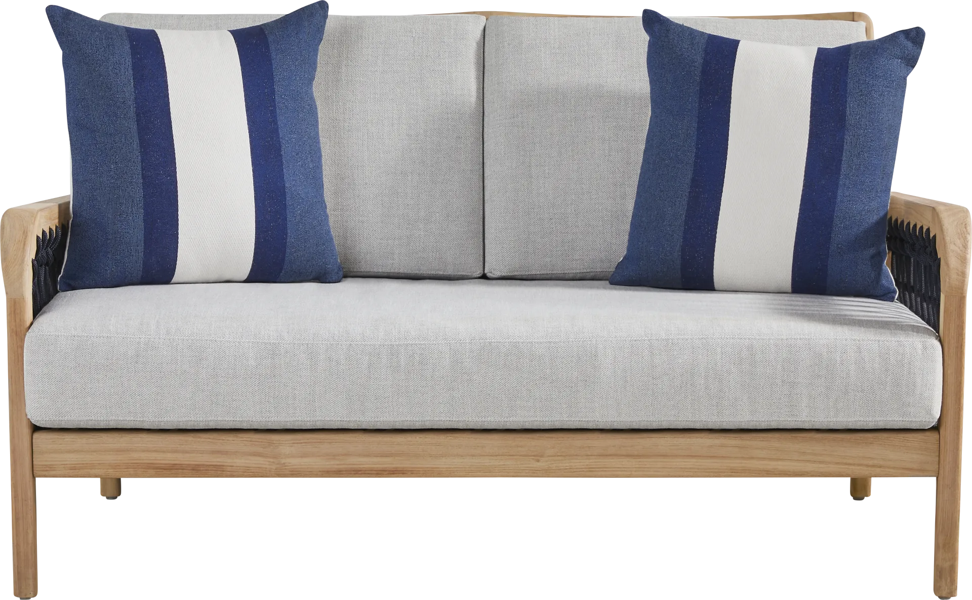 Riva Blonde Outdoor Loveseat with Dove Cushions - Image 1