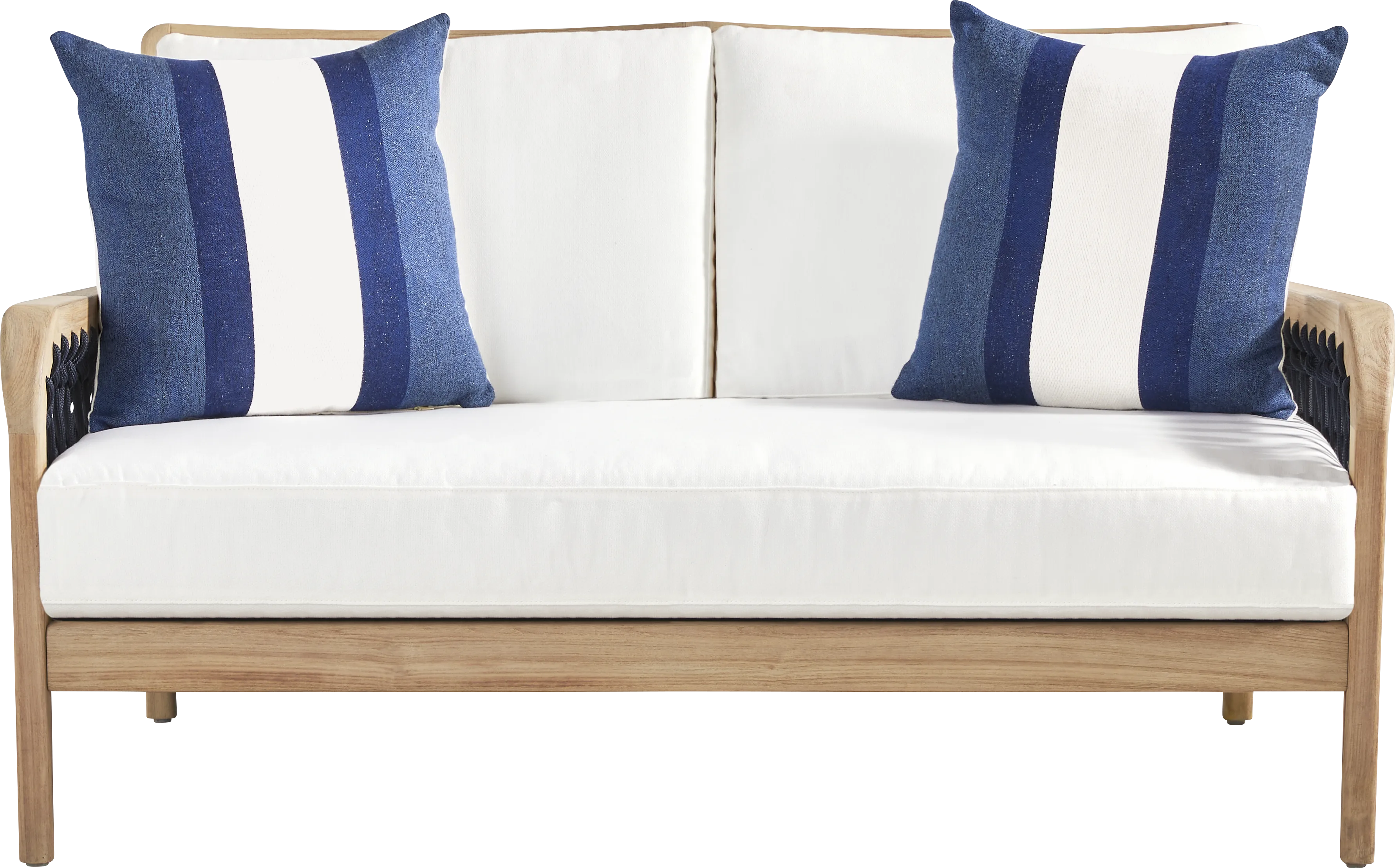Riva Blonde 6 Pc Outdoor Loveseat Seating Set with White Cushions - Thumbnail - Image 2