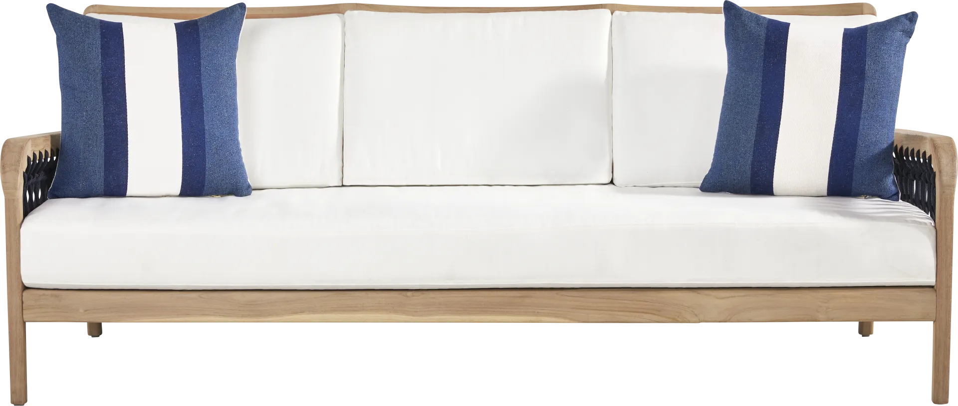 Riva Blonde Outdoor Sofa with White Cushions - Image 1