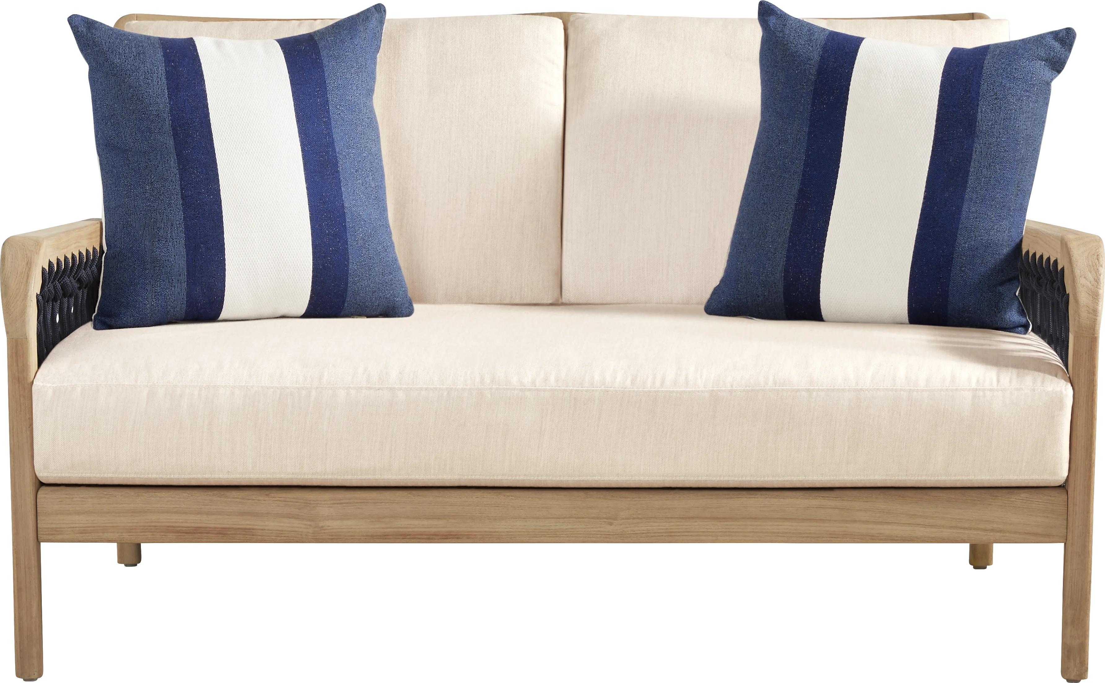 Riva Blonde 6 Pc Outdoor Loveseat Seating Set with Flax Cushions - Thumbnail - Image 2