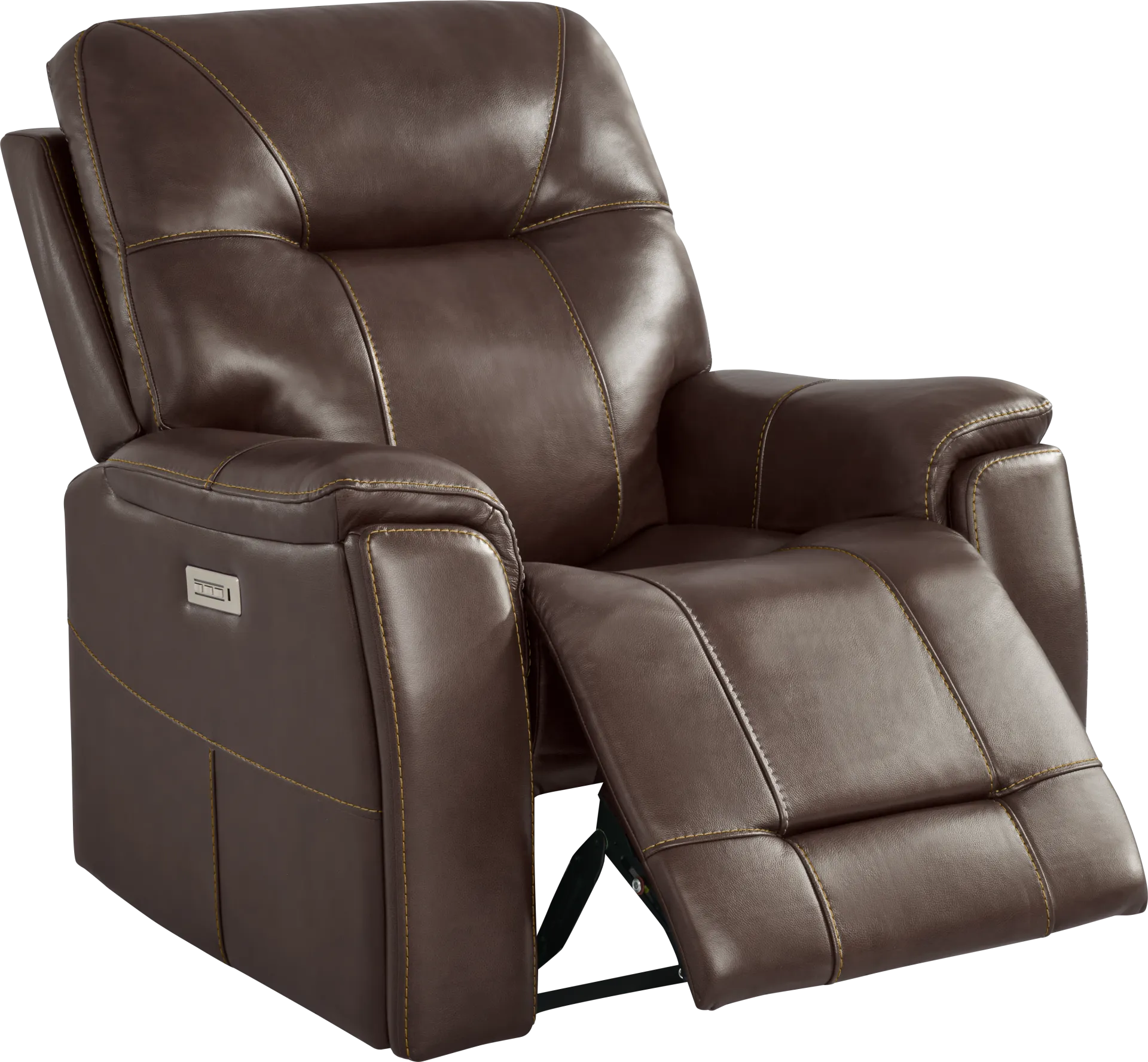 Matthews Cove Brown Leather Triple Power Recliner - Image 1