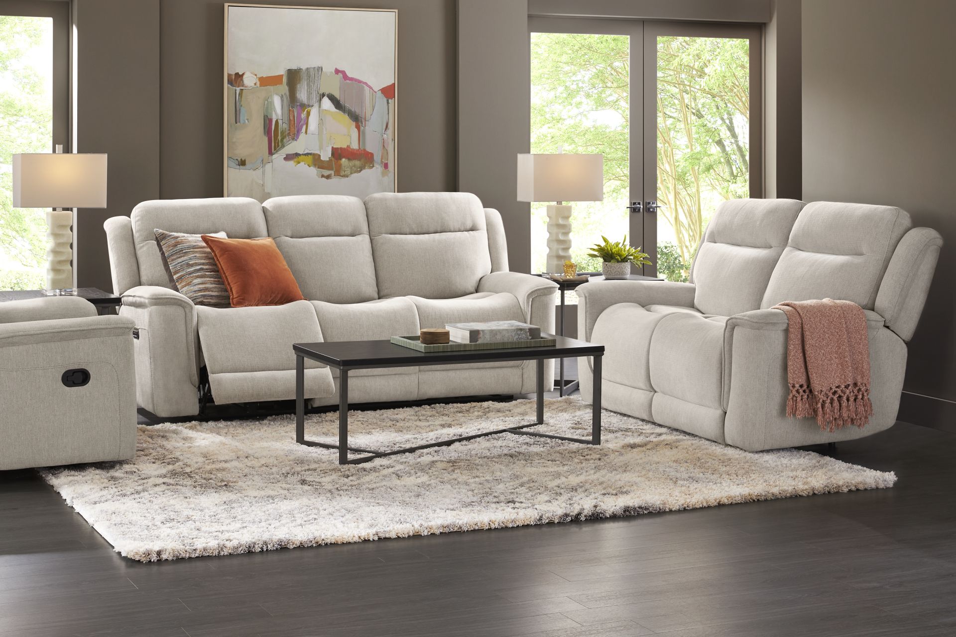 Kamden Place Cement 5 Pc Living Room with Dual Power Reclining Sofa - Image 1