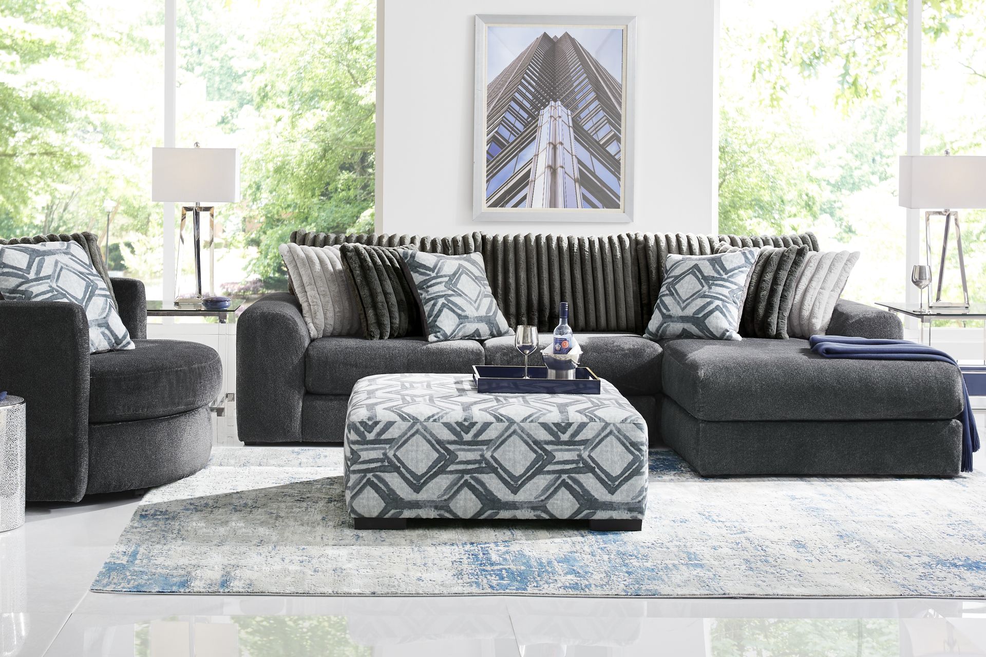 Moreau Street Black 5 Pc Sectional Living Room - Image 1