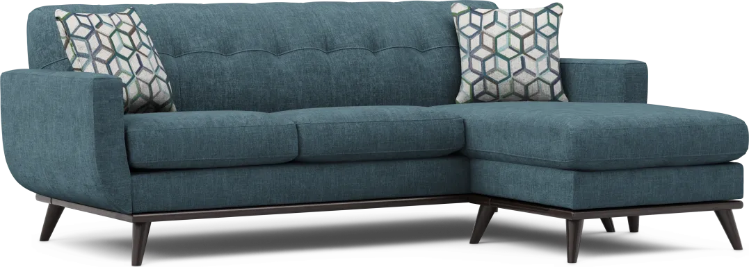 East Side Teal Chaise Sofa