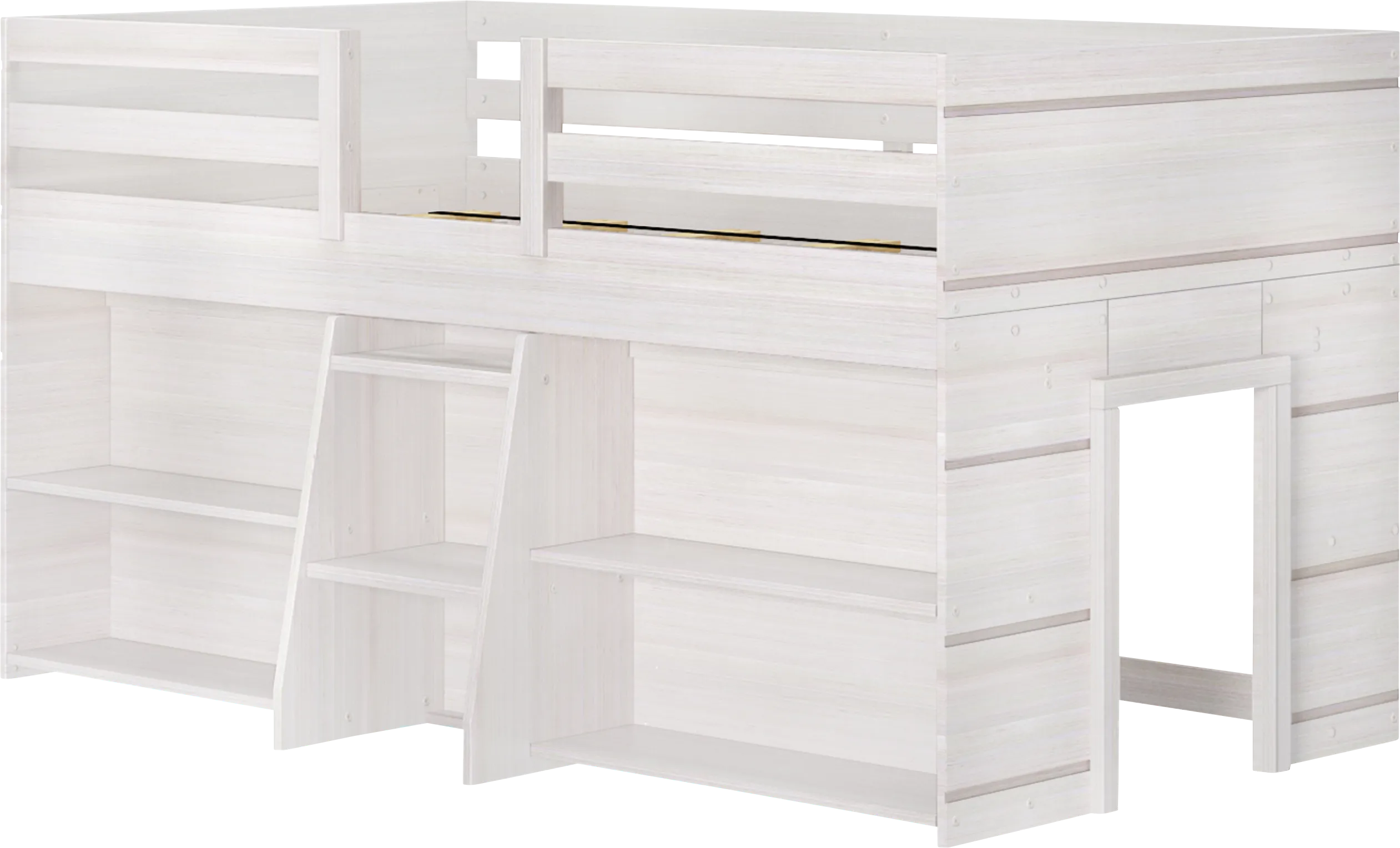 Kids Bellavi White Twin Loft Bed with Bookcase - Thumbnail - Image 1