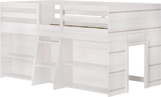 Kids Bellavi White Twin Loft Bed with Bookcase