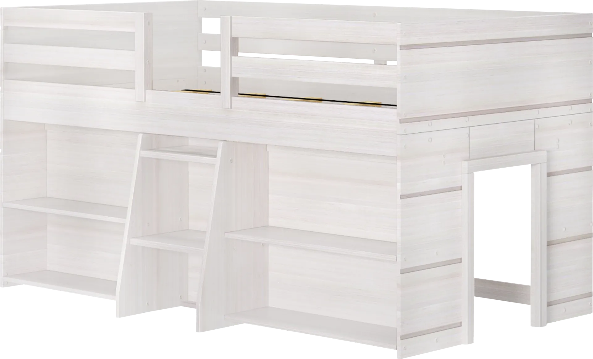 Kids Bellavi White Twin Loft Bed with Bookcase - Image 1