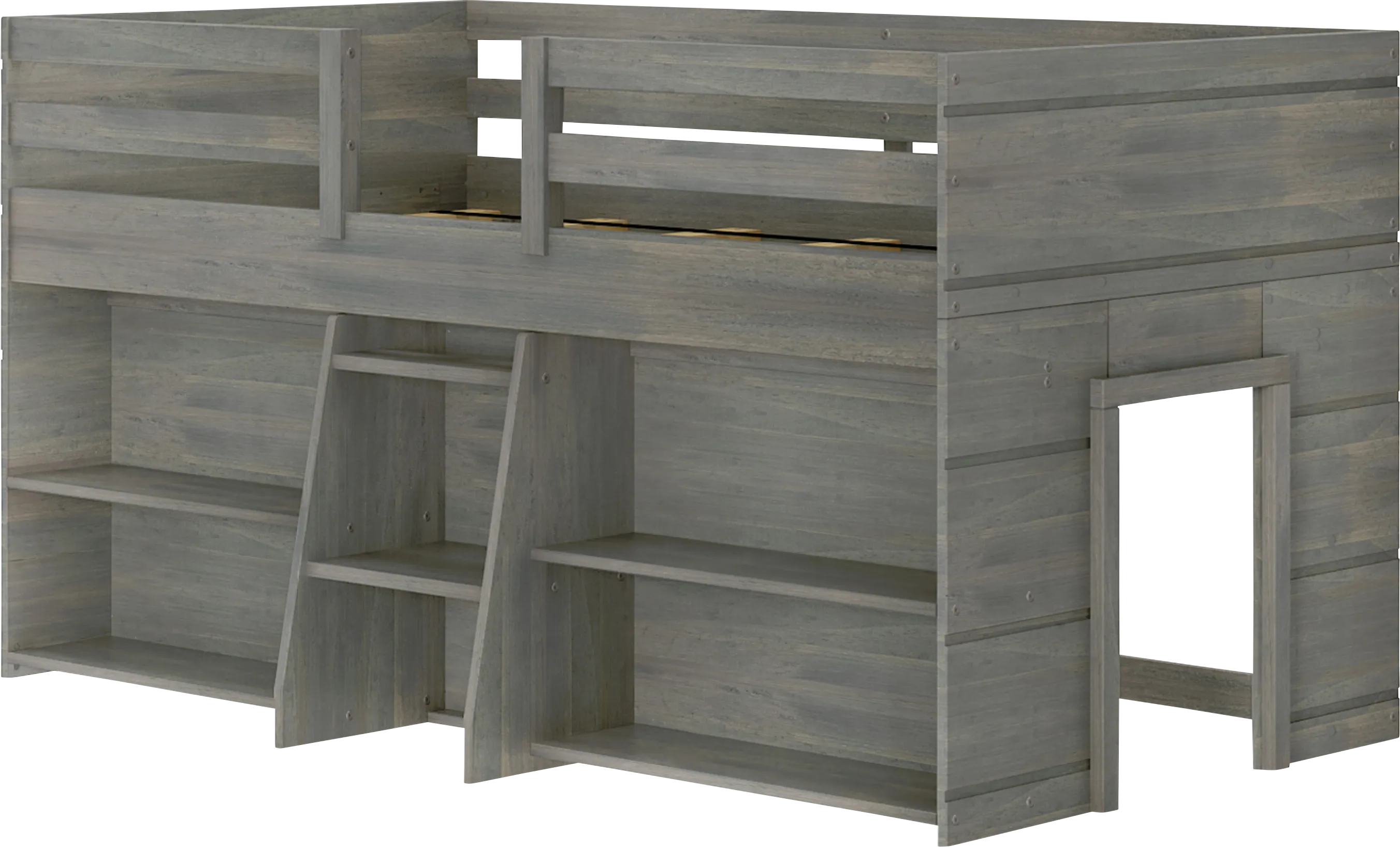 Kids Bellavi Gray Twin Loft Bed with Bookcase - Thumbnail - Image 1