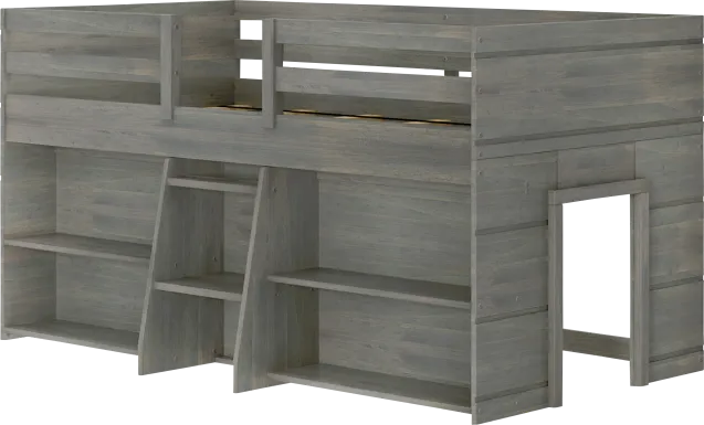 Kids Bellavi Gray Twin Loft Bed with Bookcase