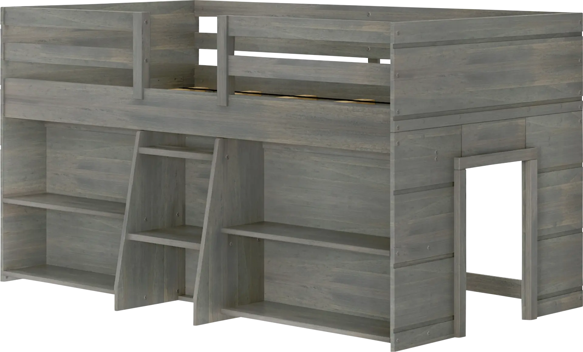 Kids Bellavi Gray Twin Loft Bed with Bookcase
